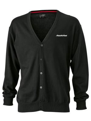 Mens V-Neck Cardigan Black